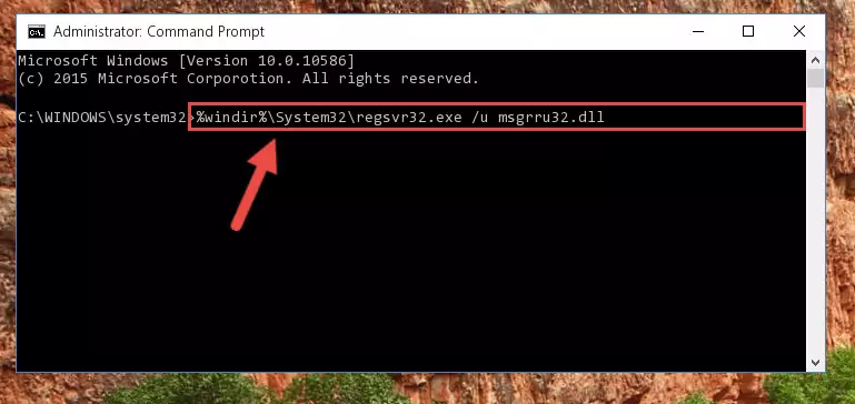 Extracting the Msgrru32.dll file from the .zip file