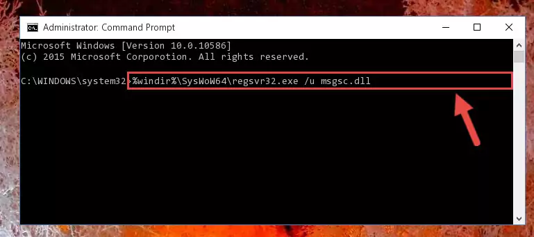 Reregistering the Msgsc.dll file in the system