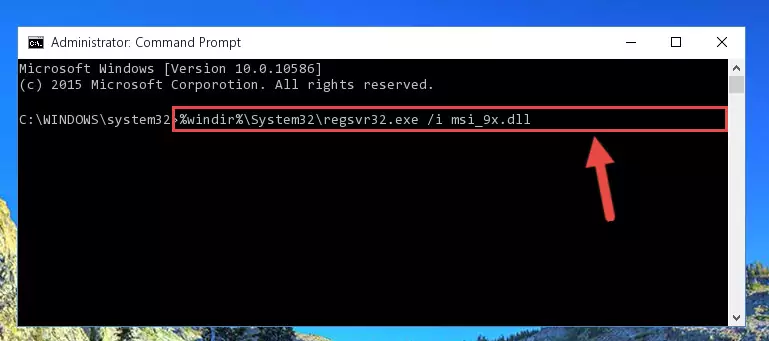 Reregistering the Msi_9x.dll file in the system (for 64 Bit)