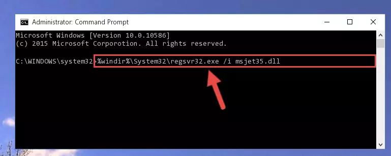 Deleting the Msjet35.dll file's problematic registry in the Windows Registry Editor