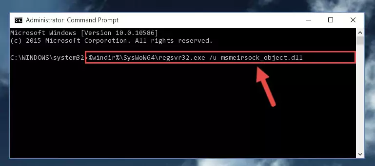 Reregistering the Msmeirsock_object.dll file in the system (for 64 Bit)