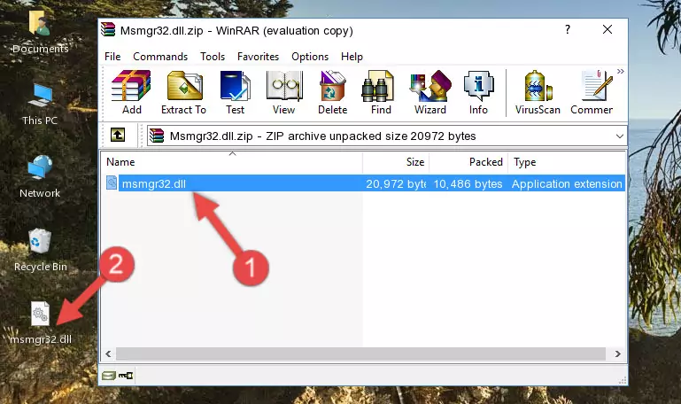 Copying the Msmgr32.dll file into the software's file folder
