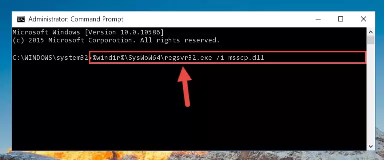 Deleting the damaged registry of the Msscp.dll