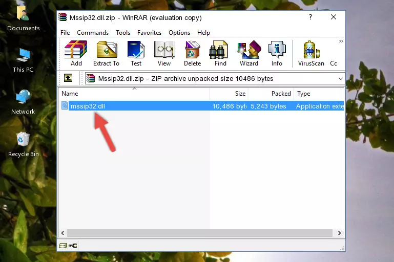 Copying the Mssip32.dll file into the file folder of the software.