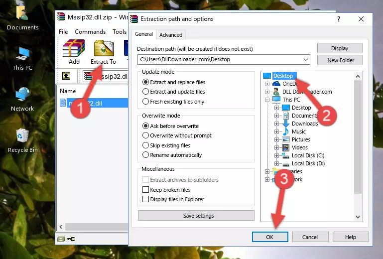Copying the Mssip32.dll file into the Windows/System32 folder
