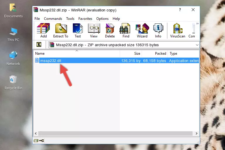 Copying the Mssp232.dll file into the software's file folder