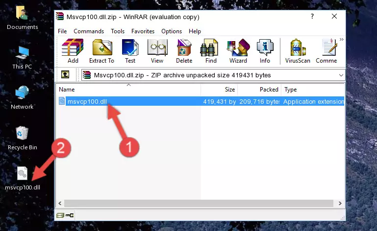 Copying the Msvcp100.dll file into the software's file folder