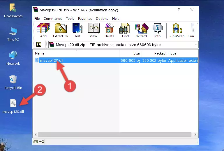 Pasting the Msvcp120.dll file into the software's file folder