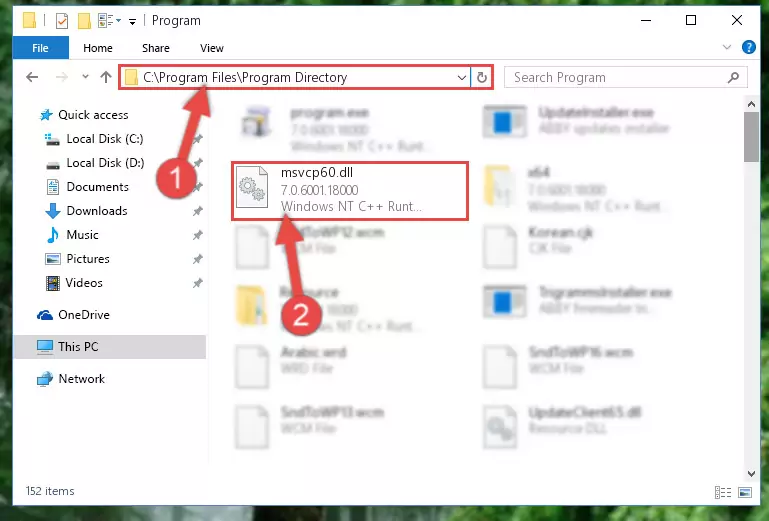 Uninstalling the broken registry of the Msvcp60.dll library from the Windows Registry Editor (for 64 Bit)