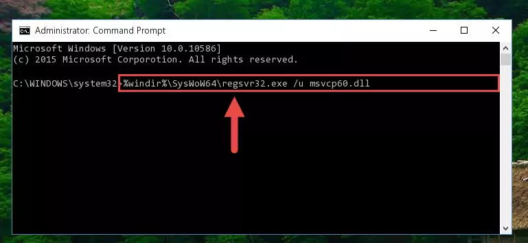 Reregistering the Msvcp60.dll library in the system