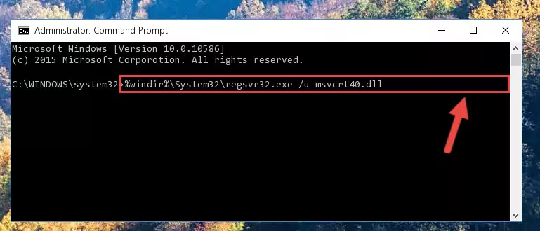 Creating a new registry for the Msvcrt40.dll file in the Windows Registry Editor