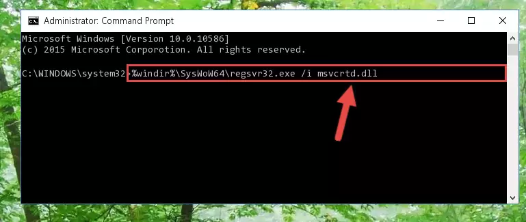 Uninstalling the damaged Msvcrtd.dll library's registry from the system (for 64 Bit)