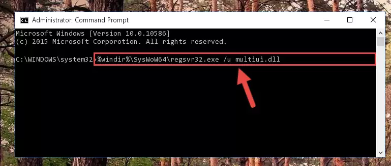 Reregistering the Multiui.dll file in the system