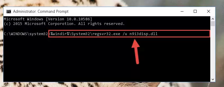 Reregistering the N9i3disp.dll file in the system