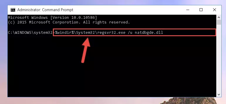 Reregistering the Natdbgde.dll file in the system