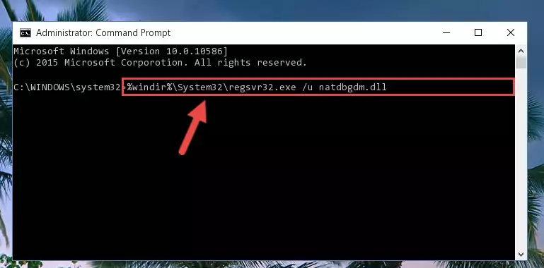 Reregistering the Natdbgdm.dll file in the system