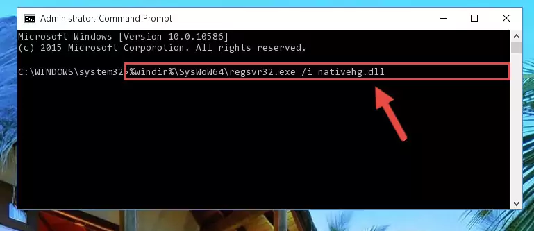 Deleting the Nativehg.dll file's problematic registry in the Windows Registry Editor