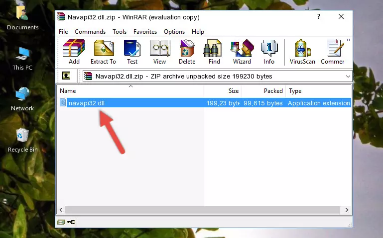 Copying the Navapi32.dll file into the file folder of the software.