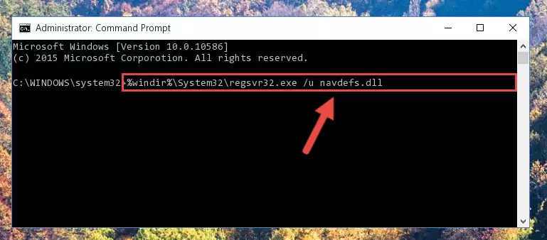 Creating a new registry for the Navdefs.dll library in the Windows Registry Editor