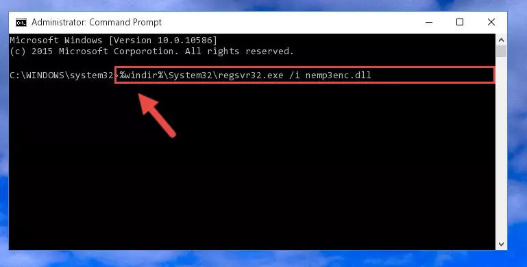 Deleting the Nemp3enc.dll library's problematic registry in the Windows Registry Editor