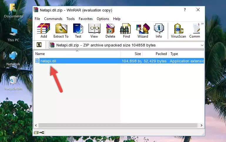 Copying the Netapi.dll file into the file folder of the software.