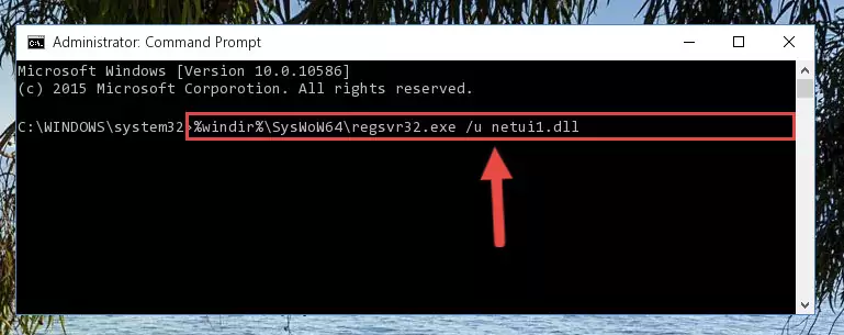 Reregistering the Netui1.dll library in the system