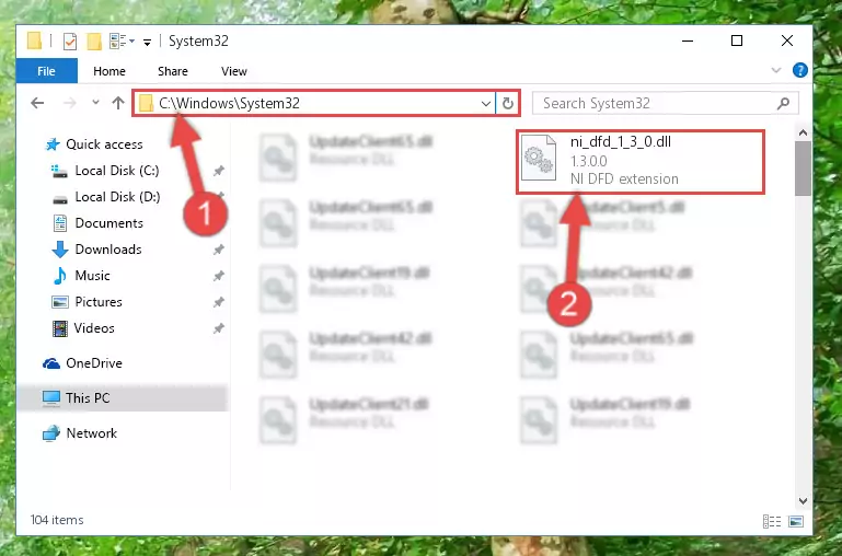 Copying the Ni_dfd_1_3_0.dll file into the Windows/System32 folder