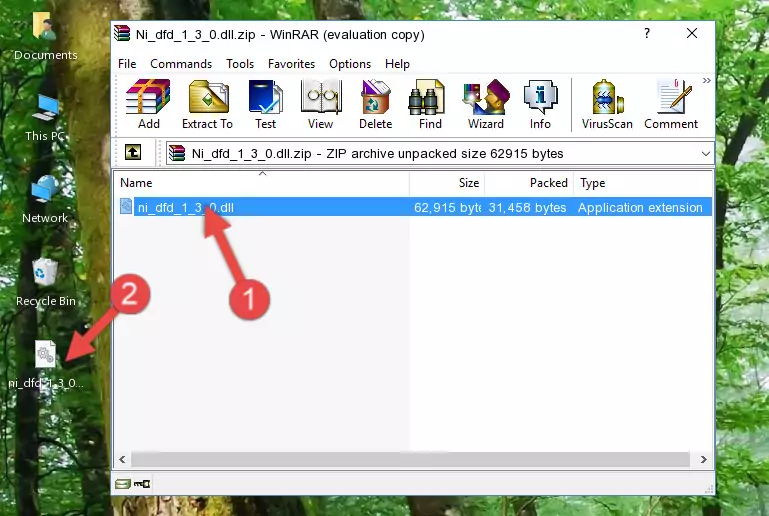 Copying the Ni_dfd_1_3_0.dll file into the software's file folder