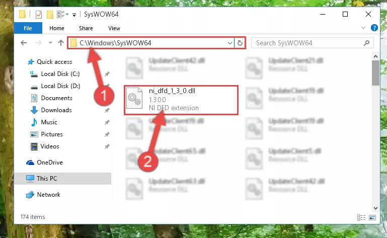 Pasting the Ni_dfd_1_3_0.dll file into the Windows/sysWOW64 folder