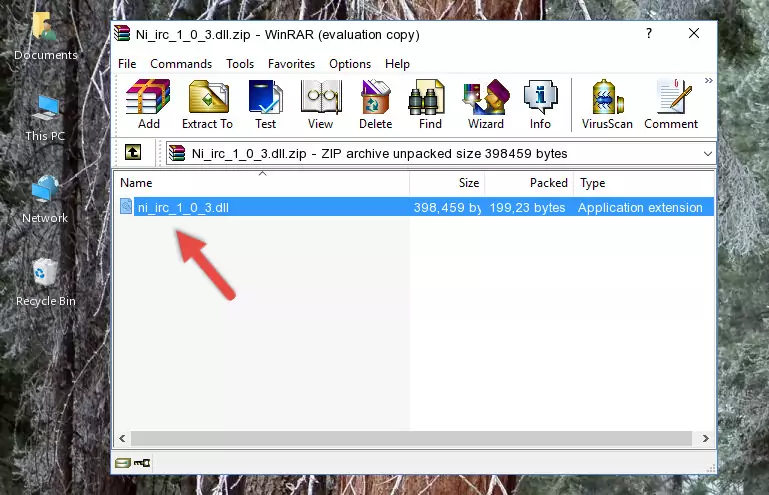 Pasting the Ni_irc_1_0_3.dll library into the program's installation directory