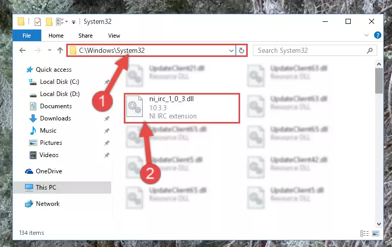 Copying the Ni_irc_1_0_3.dll library to the Windows/sysWOW64 directory