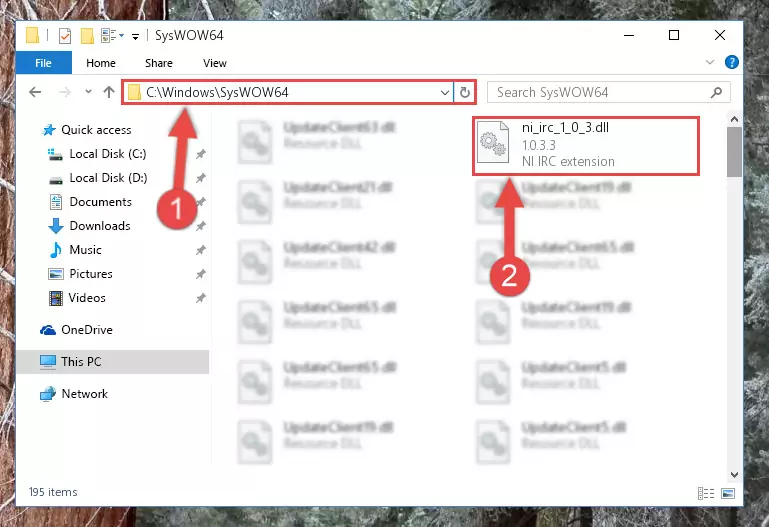 Extracting the Ni_irc_1_0_3.dll library to the desktop
