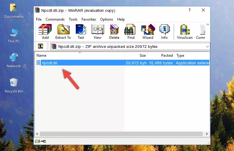 Pasting the Npcdt.dll file into the software's file folder