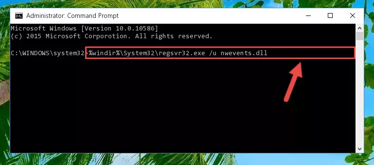 Creating a new registry for the Nwevents.dll file in the Windows Registry Editor