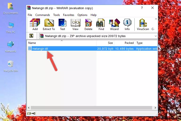 Pasting the Nwlangir.dll file into the software's file folder