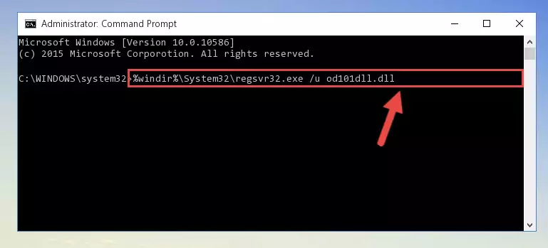 Reregistering the Od101dll.dll file in the system