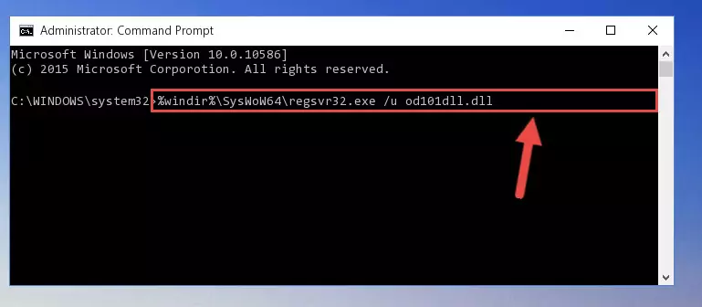 Reregistering the Od101dll.dll file in the system (for 64 Bit)