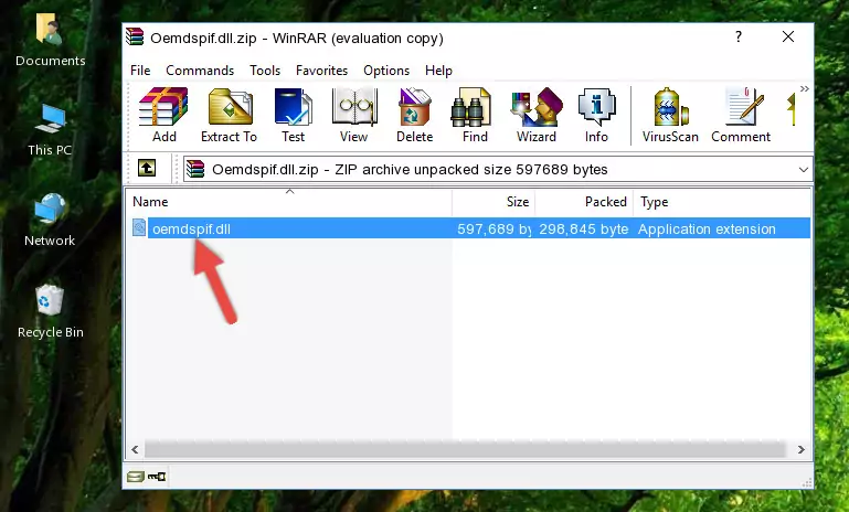Copying the Oemdspif.dll file into the software's file folder