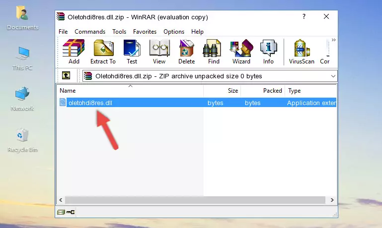 Pasting the Oletohdi8res.dll file into the software's file folder