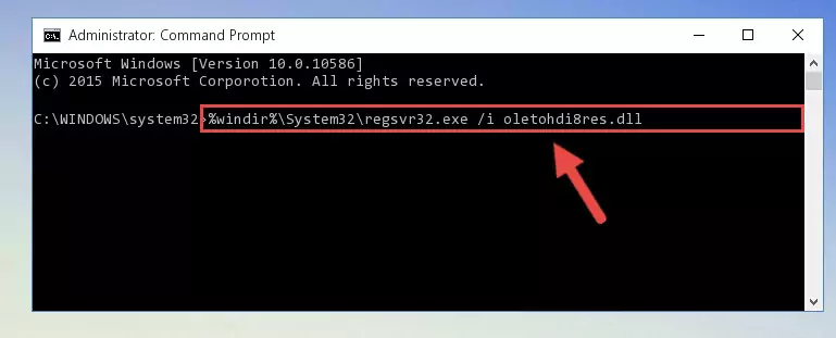 Uninstalling the Oletohdi8res.dll file from the system registry