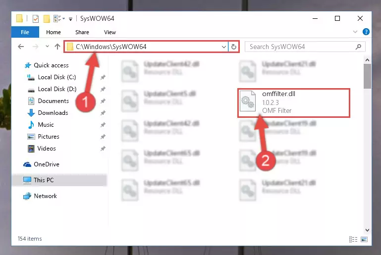 Copying the Omffilter.dll library to the Windows/sysWOW64 directory