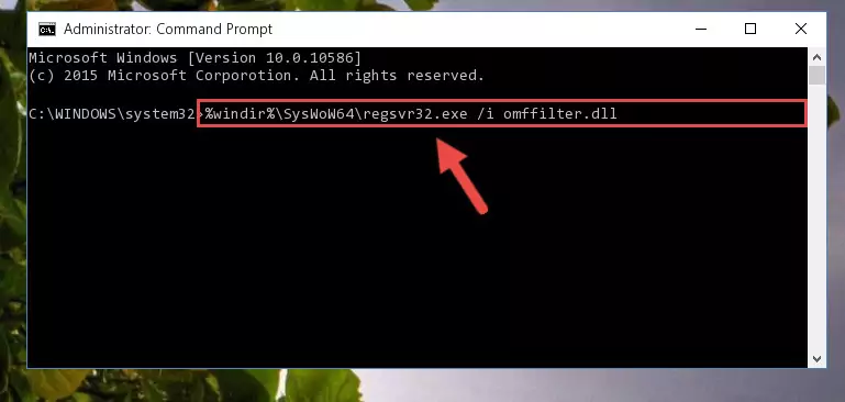 Deleting the Omffilter.dll library's problematic registry in the Windows Registry Editor