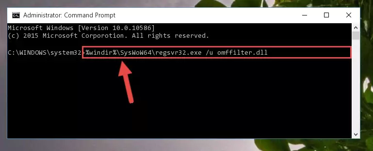 Reregistering the Omffilter.dll library in the system