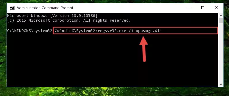 Deleting the Opasmgr.dll library's problematic registry in the Windows Registry Editor