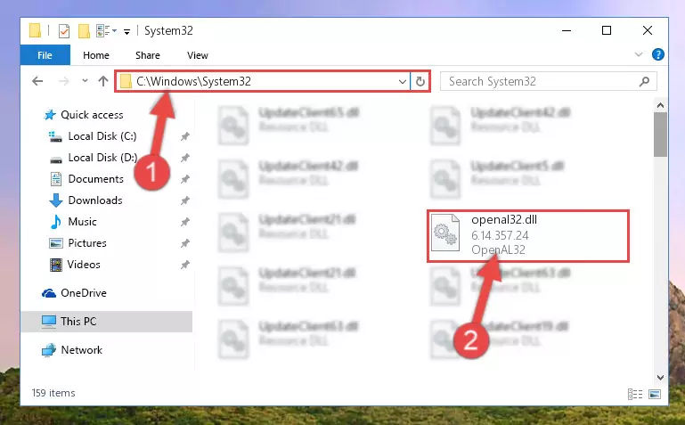 Copying the Openal32.dll library into the Windows/System32 directory