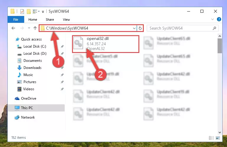 Pasting the Openal32.dll library into the Windows/sysWOW64 directory