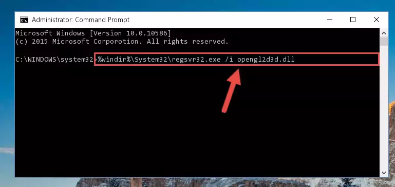 Uninstalling the Opengl2d3d.dll file from the system registry