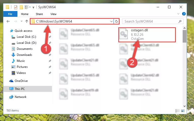 Pasting the Ostagen.dll library into the Windows/sysWOW64 directory