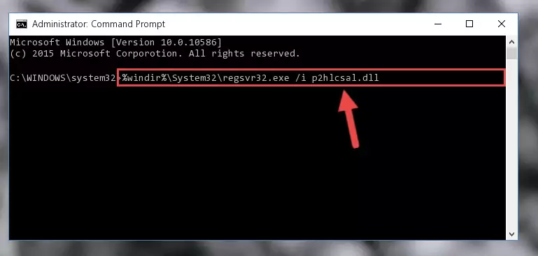 Deleting the damaged registry of the P2hlcsal.dll