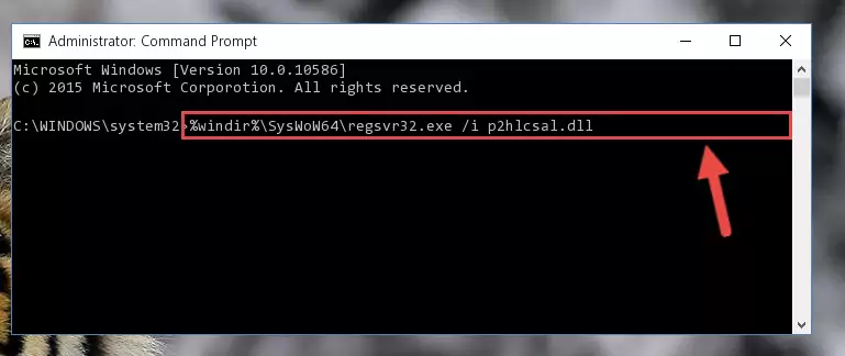 Uninstalling the damaged P2hlcsal.dll library's registry from the system (for 64 Bit)